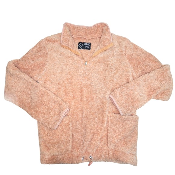 BSP Better Sports Performance Sweaters - BSP Better Sports Performance Womens Large Peach Sherpa Fleece 1/4 Zip Pullover